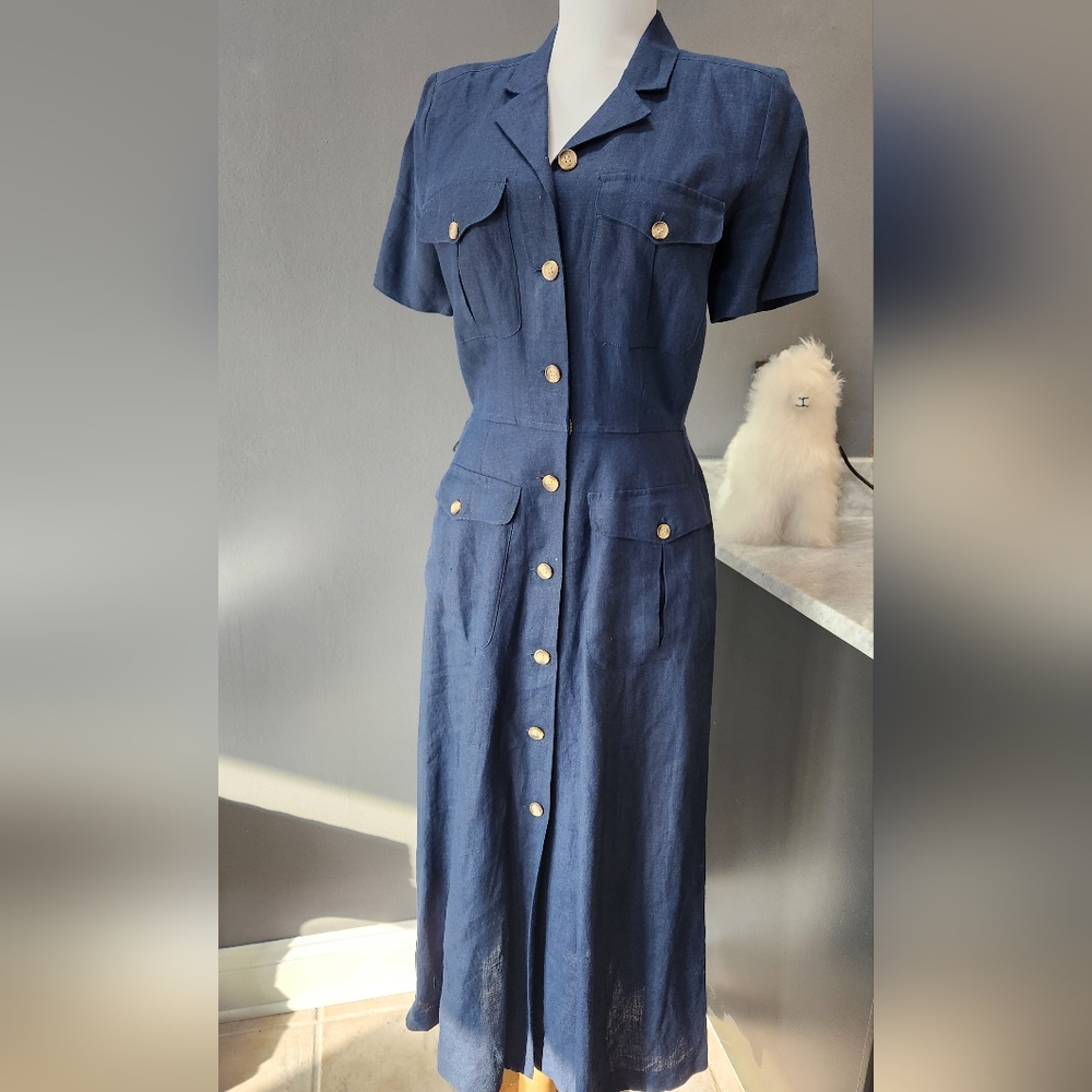 Brooks Brothers Classic Navy Button-Front Women's Dress Size 2